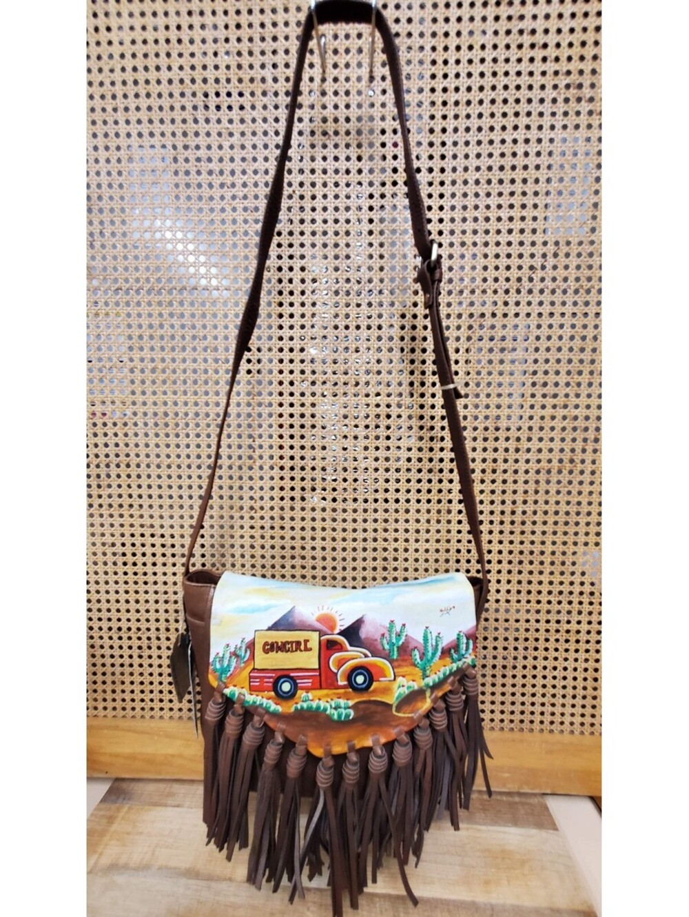 American Darling brown fringe leather crossbody bag